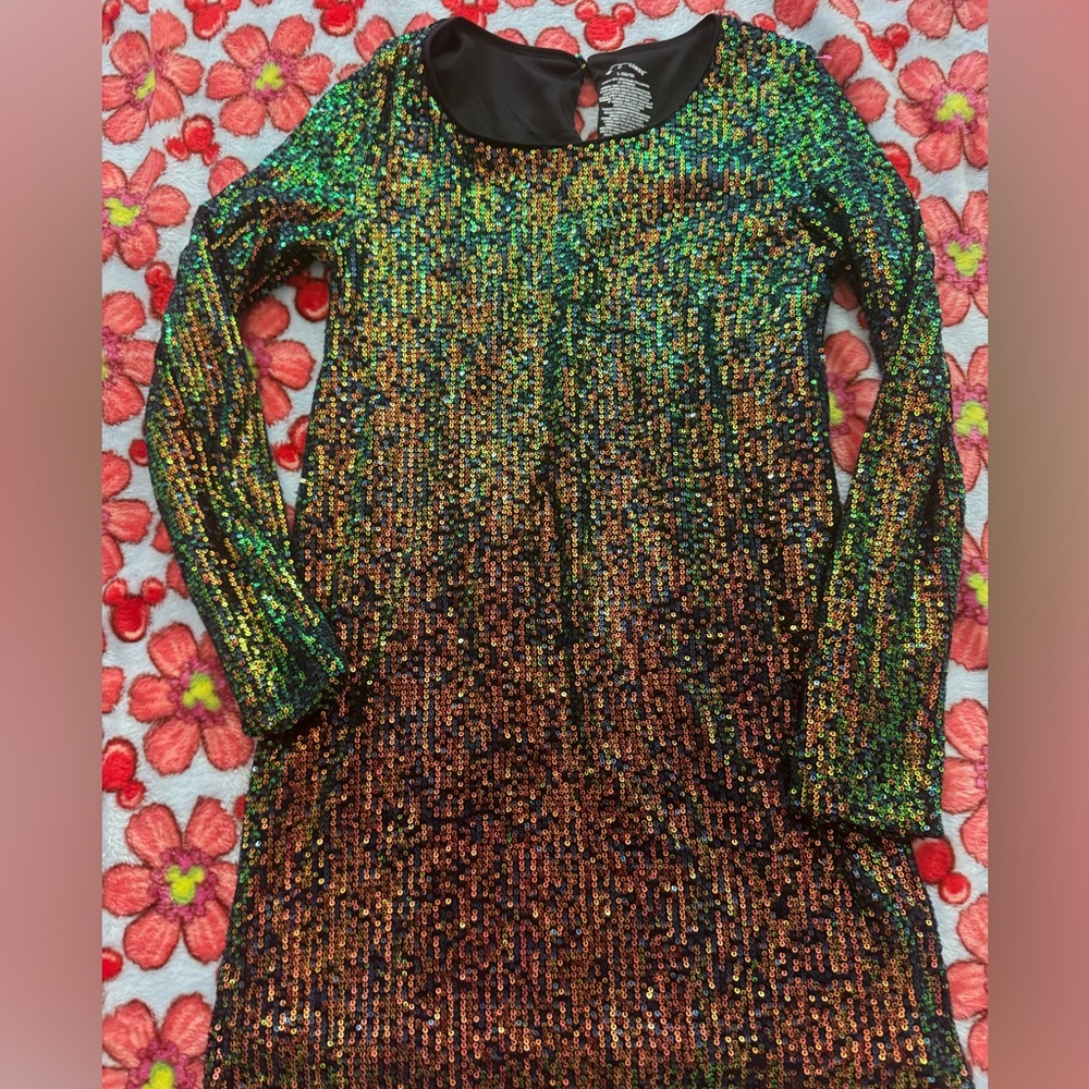 Girls Art  Class Sequin Long Sleeve Tunic Dress in black size Large 10/12